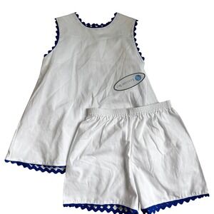 Lullaby Set Kids White Blue Ric Rac Pique Tunic and Shorts Set Size 6 NWT